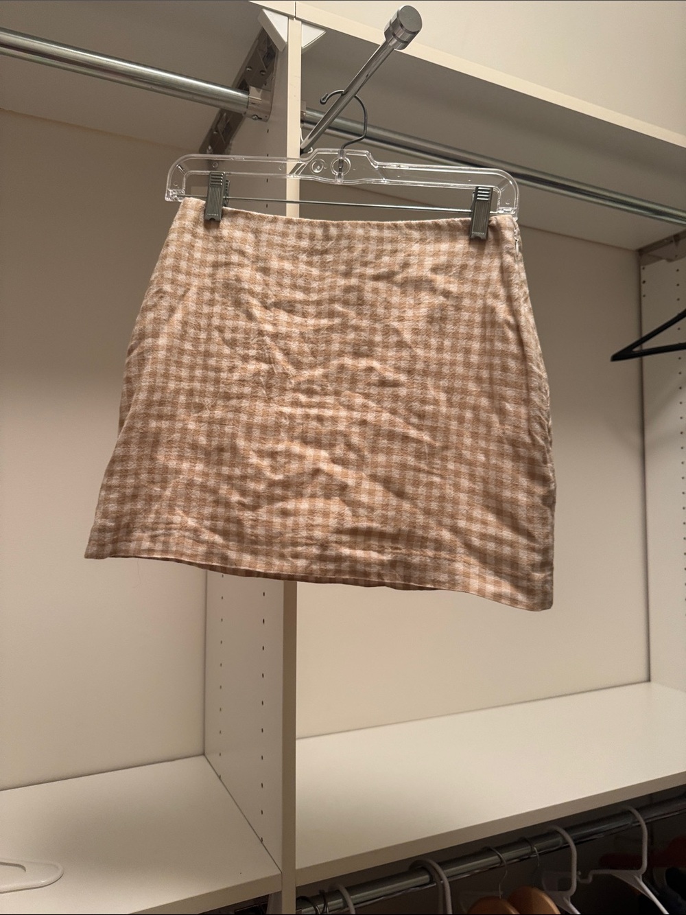 Abercrombie & Fitch Beige and White Plaid Mini Skirt